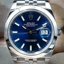 Rolex Datejust 41 126300 Blue Dial Jubilee Smooth Bezel Full Set Mint