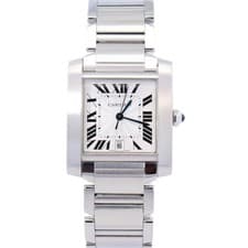 Cartier Tank Française Stainless Steel 28mm White Dial Watch Ref# W51002Q3