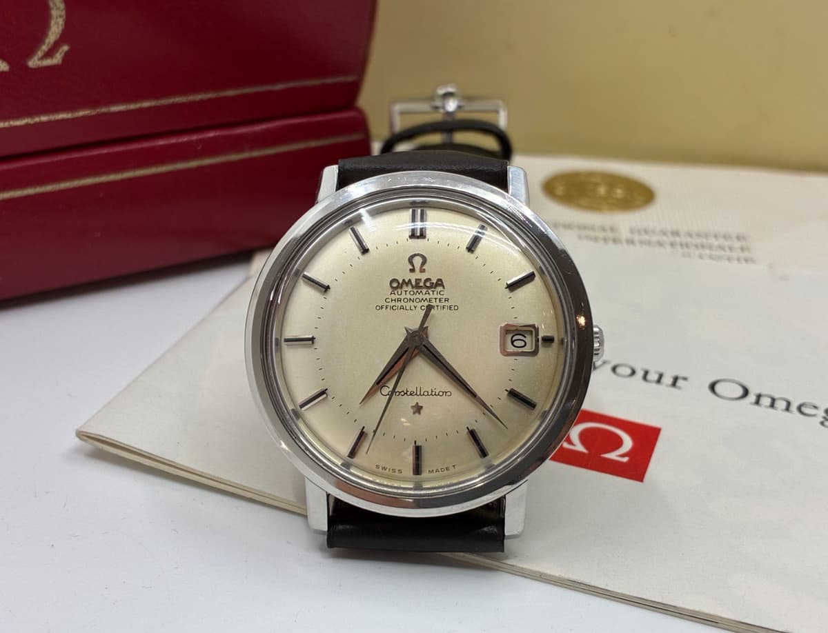 Vintage Omega Constellation Automatic Mens Watch + Box & Buckle - 1962 - 168.004