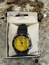 Seiko SKXA35 Automatic Dive Watch, 200m, Yellow Dial, Black Strap, Full kit