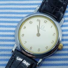 Omega De Ville Ladies Quartz Watch Swiss Made Thin Round Case Used Strap Used