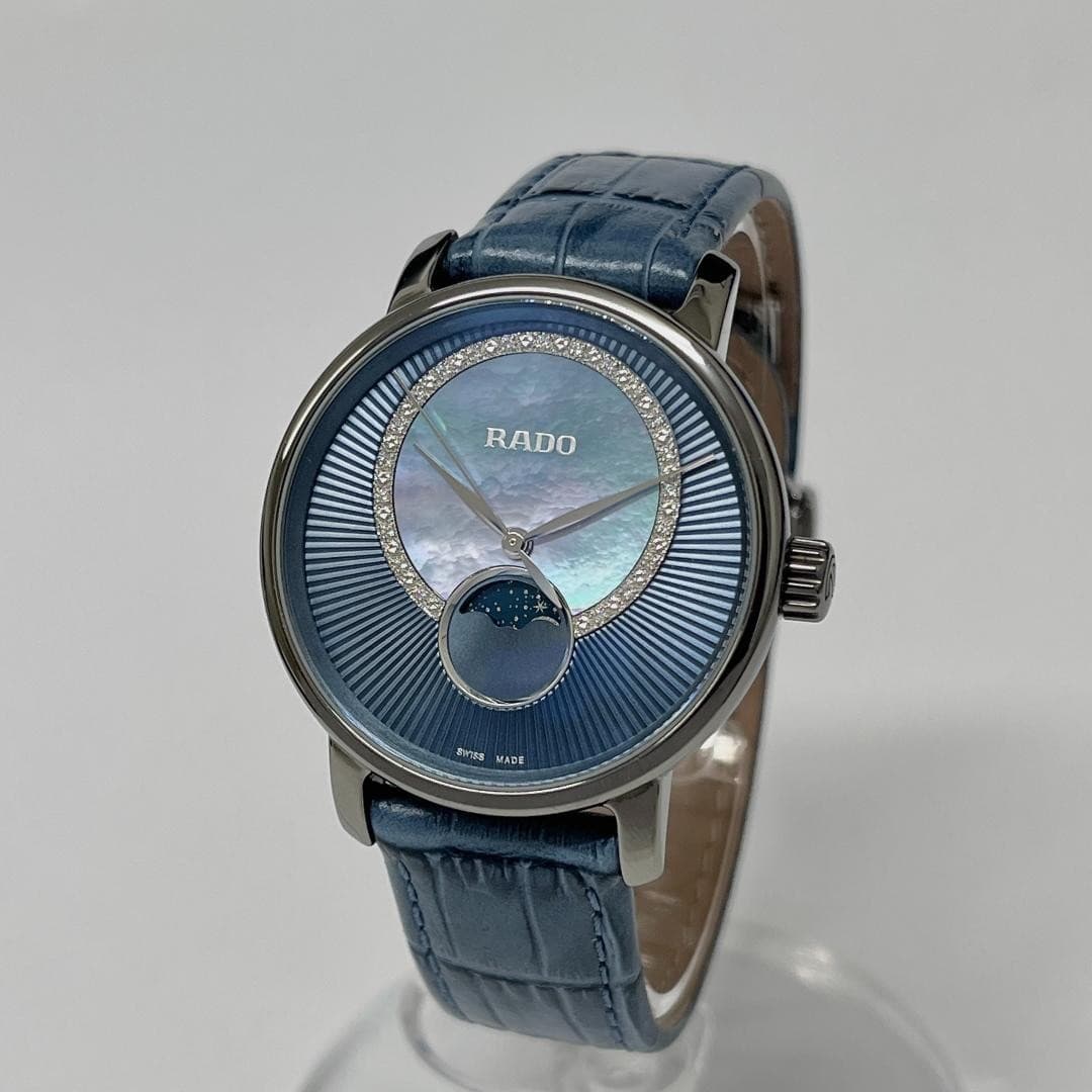 RADO Diamaster Plasma High-Tech Ceramic Moonphase Dial Diamonds Used