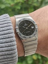 Omega Constellation Manhattan Black Dial 34mm Mens Quartz Watch - All Original