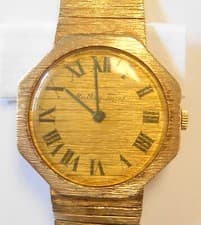 Vintage Mathey Tissot 14K Yellow Gold Case & Wide Band Men's Wrist Watch 17J