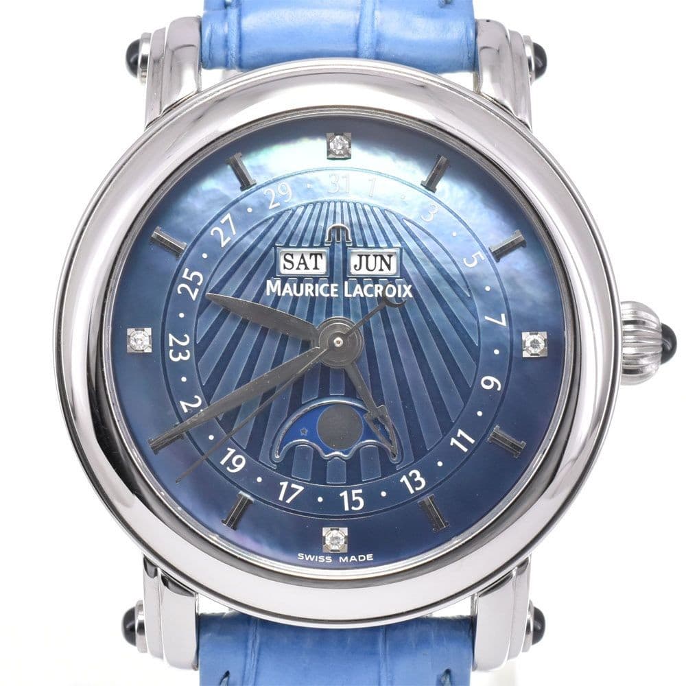 Maurice Lacroix Masterpiece Moonphase 4P Diamond Auto Ladies Watch Boxed