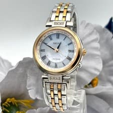 Seiko Excelline Radio Solar Ladies Watch, White Dial Diamond