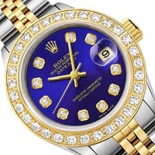 26mm Rolex Datejust 69173 18K Gold Diamond Bezel Blue Dial Steel Woman's Watch