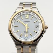 SEIKO DOLCE Radio Solar Titanium 7B24-0AX0 Silver/Gold Watch 6.1 in Wrist