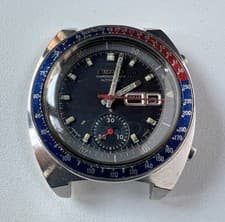 SEIKO 6139-6002 Automatic Chronograph Watch Vintage Mens Black Dial To Restore