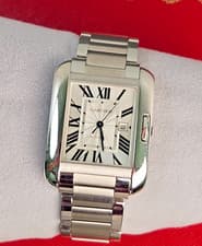 CARTIER Tank Anglaise LM W5310009 Date Silver Dial Roman Markers Automatic Watch