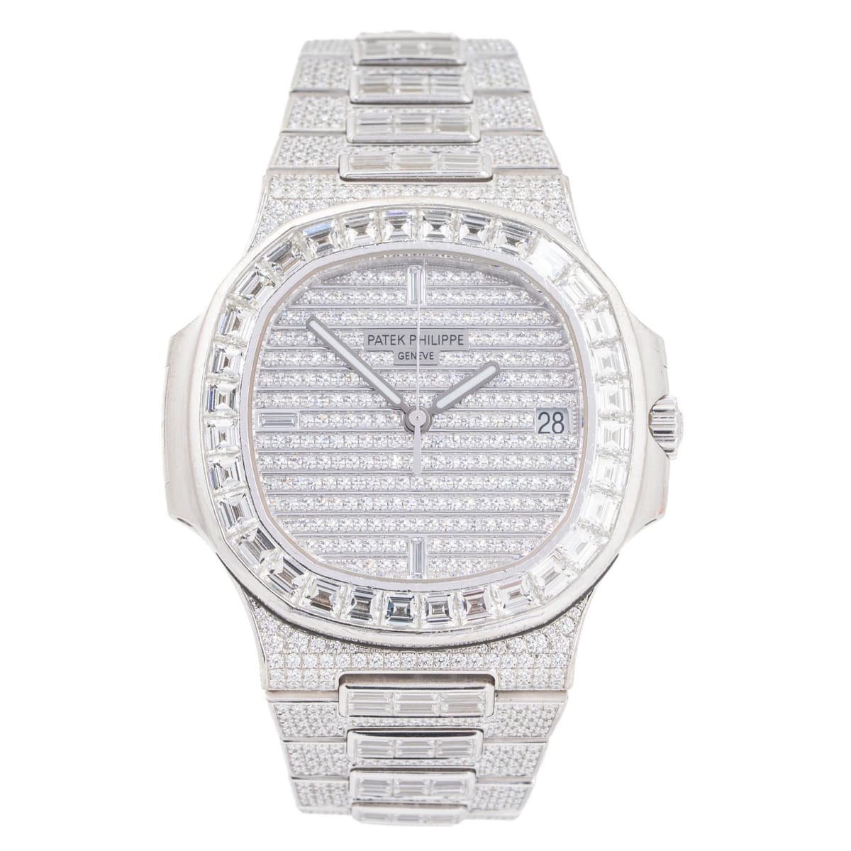 Patek Philippe Nautilus 5719/10G-010 18k White Gold Full Factory Diamond Watch