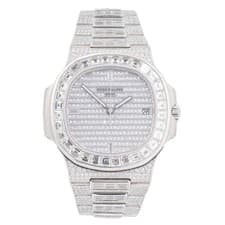 Patek Philippe Nautilus 5719/10G-010 18k White Gold Full Factory Diamond Watch