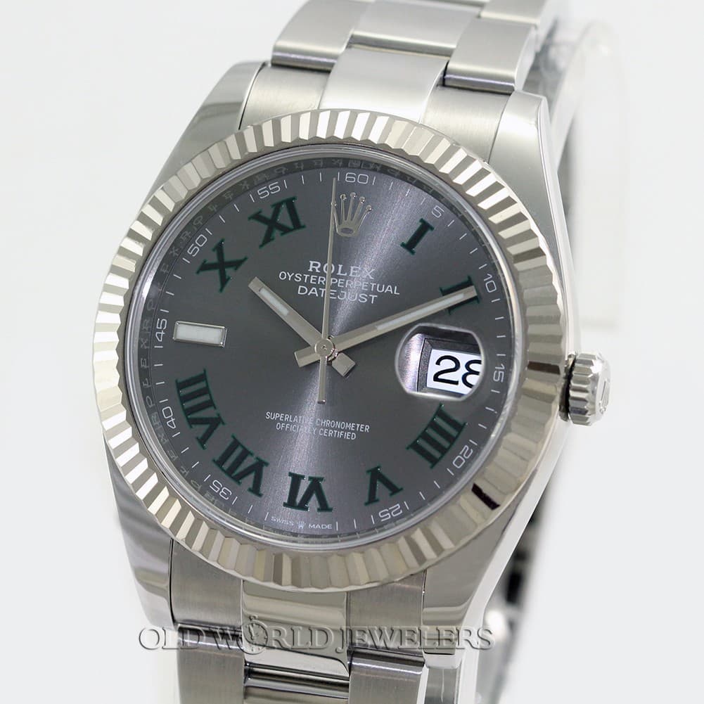 Rolex Datejust 41 "Wimbledon" 126334 Slate Steel/18K Bezel Box Card 2021