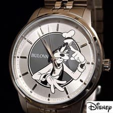 BULOVA Disney Parks Goofy Men's Watch Silver Dial 41mm Quartz Box Rare