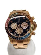 CAPRI WATCH 5510 Black Gold Quartz Watch Excellent JAPAN