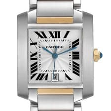 Cartier Tank Francaise Large Steel Yellow Gold Mens Watch W51005Q4