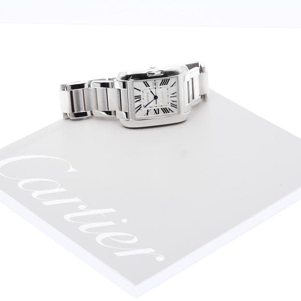 CARTIER TANK ANGLESEE LM W5310009 30mm SS Silver Dial Automatic Date #C258