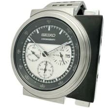 Seiko SCED039 Chronograph Quartz Men’s Watch Silver Black Dial Watch Only Tested