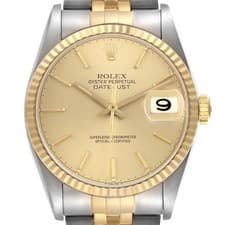 Rolex Datejust 36 Steel Yellow Gold Champagne Dial Mens Watch 16233