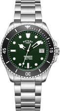 Rotary Mens Watch Seamatic 300 Automatic Green Dial Stainless Steel Bracelet