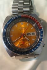 SEIKO Pogue 6139-6002  Men’s Watch Pepsi Bezel Chronograph Gold Dial Vintage
