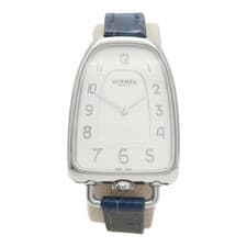 HERMES Galop d'Hermes Watch GA1.210 Quartz White Dial Stainless Steel Leather