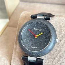 Tissot Black Leather Quartz Wristwatch Good Condition Used