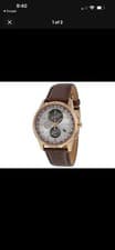 Citizen Eco-Drive Chronograph Gold Men's Watch Brown Leather Strap w/ Box