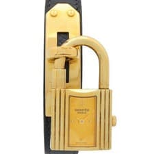 HERMES Kelly Watch Wristwatch GP (Gold Plated) Leather Strap Gold Ladies Gold KE