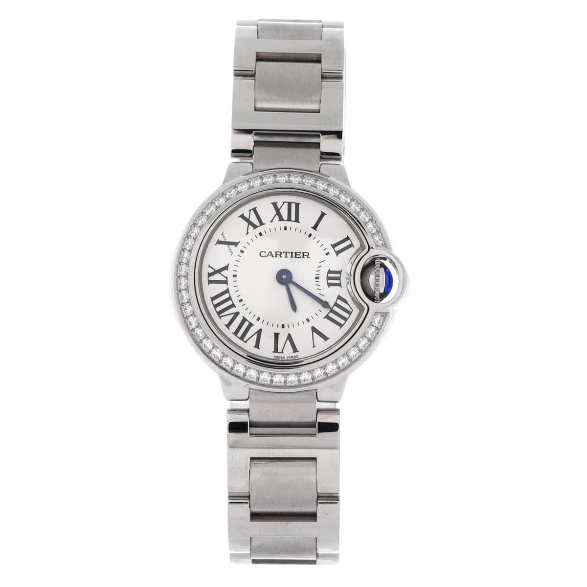 Cartier Ballon Bleu de Cartier Quartz Watch Stainless Steel with Diamond Bezel