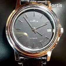 FORTIS Date Automatic Dark Gray Dial Stainless Steel Leather Strap Men's Watch