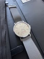 Nomos Glashutte Ahoi Neomatik 38 Date Mens Steel Automatic Watch w/ Box Sand