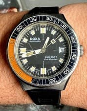 1970's Vintage DOXA SUB 250T Sharkhunter Automatic 38mm Rotating Bezel Rare RUNS