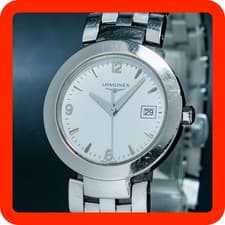 LONGINES DOLCE VITA L5.505.4 White Round Silver Original Band Date Women Watch