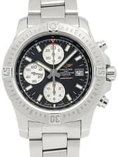 BREITLING Colt Chronograph A13388 43mm Black Dial Stainless Box Card #T239