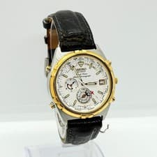 SEIKO 6M15-0020 World Timer Intelligent Quartz Alarm White Dial Working Vintage