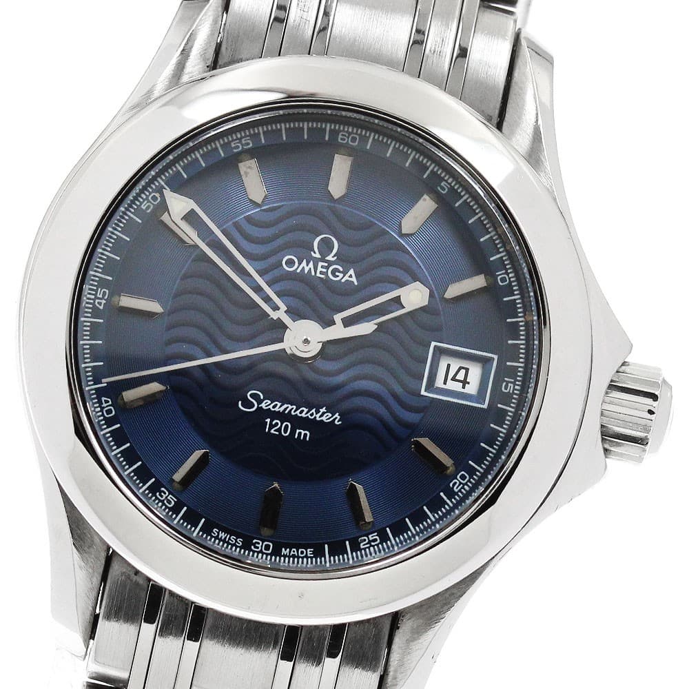 OMEGA Seamaster120 2581.81 Date Navy Dial Quartz Ladies Watch_910570