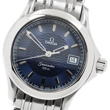 OMEGA Seamaster120 2581.81 Date Navy Dial Quartz Ladies Watch_910570