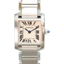Cartier W51008Q3 Stainless Steel Tank Française SM QZ Watch white