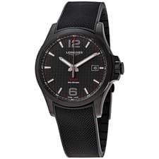 Longines Conquest V.H.P. Perpetual Quartz Black Carbon Dial Men's Watch
