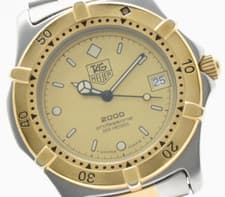 【Near MINT】 TAG HEUER 2000 Pro 964.006 Gold Dial Men's Quartz watch From JAPAN