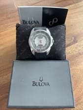 Rare Bulova Precisionist 96B171 Campton 44mm Men’s Watch SST Case w Rubber Strap