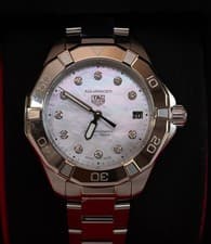 TAG Heuer Aquaracer 34nn  Mother of Pearl Women's Watch Solar  -FULL SET- NEW