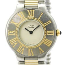 CARTIER Must 21 Gold Plated Steel Quartz Unisex Watch W10050F4 BF588703
