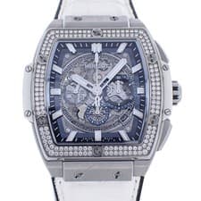 Japan Limited Edition Diamond Bezel HUBLOT Spirit of Big Bang Titanium White...