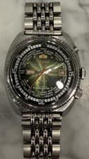 RARE Orient Day Date World Diver 21Jewels Automatic Green Dial Vintage Watch!!!