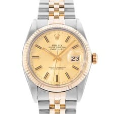 Rolex Datejust 36 16013 Champagne Index Steel 18k Yellow Gold Mens Watch 1983
