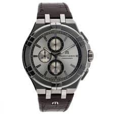 MAURICE LACROIX AI1018 Icon Silver Dial SS Leather Quartz Men's Watch Box Auth