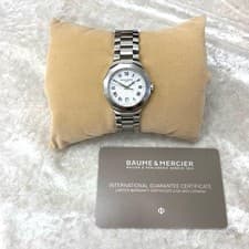 Baume & Mercier Riviera Quartz Watch White Dial Silver Case Used with Card