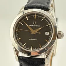 UNIVERSAL GENEVE 860.671 AUTOMATIC BLACK DIAL VINTAGE MENS WATCH ULTRA RARE